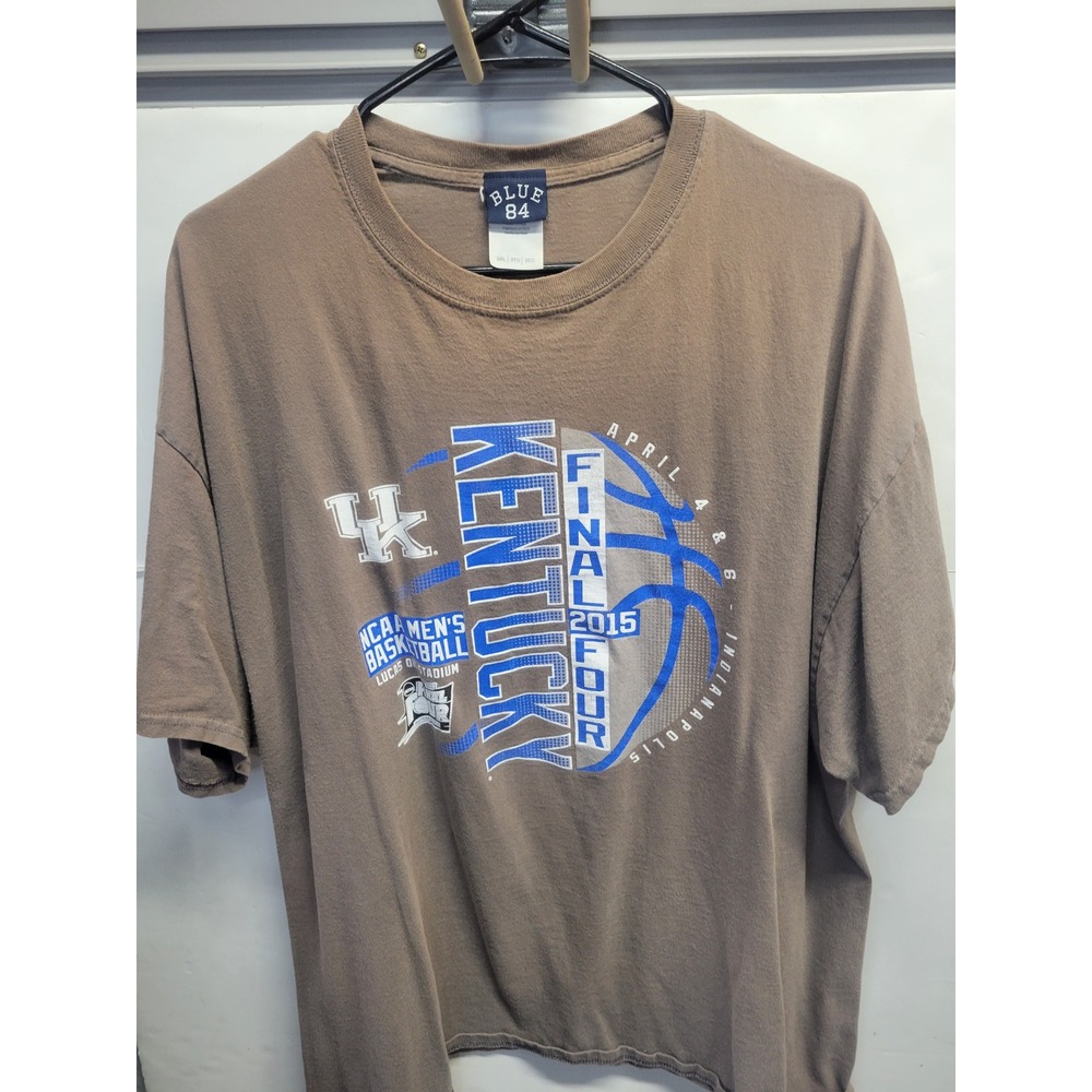 Blue 84 Kentucky Wildcats NCAA Final Four 2015 Mens T-Shirt Brown 2XL Basketball